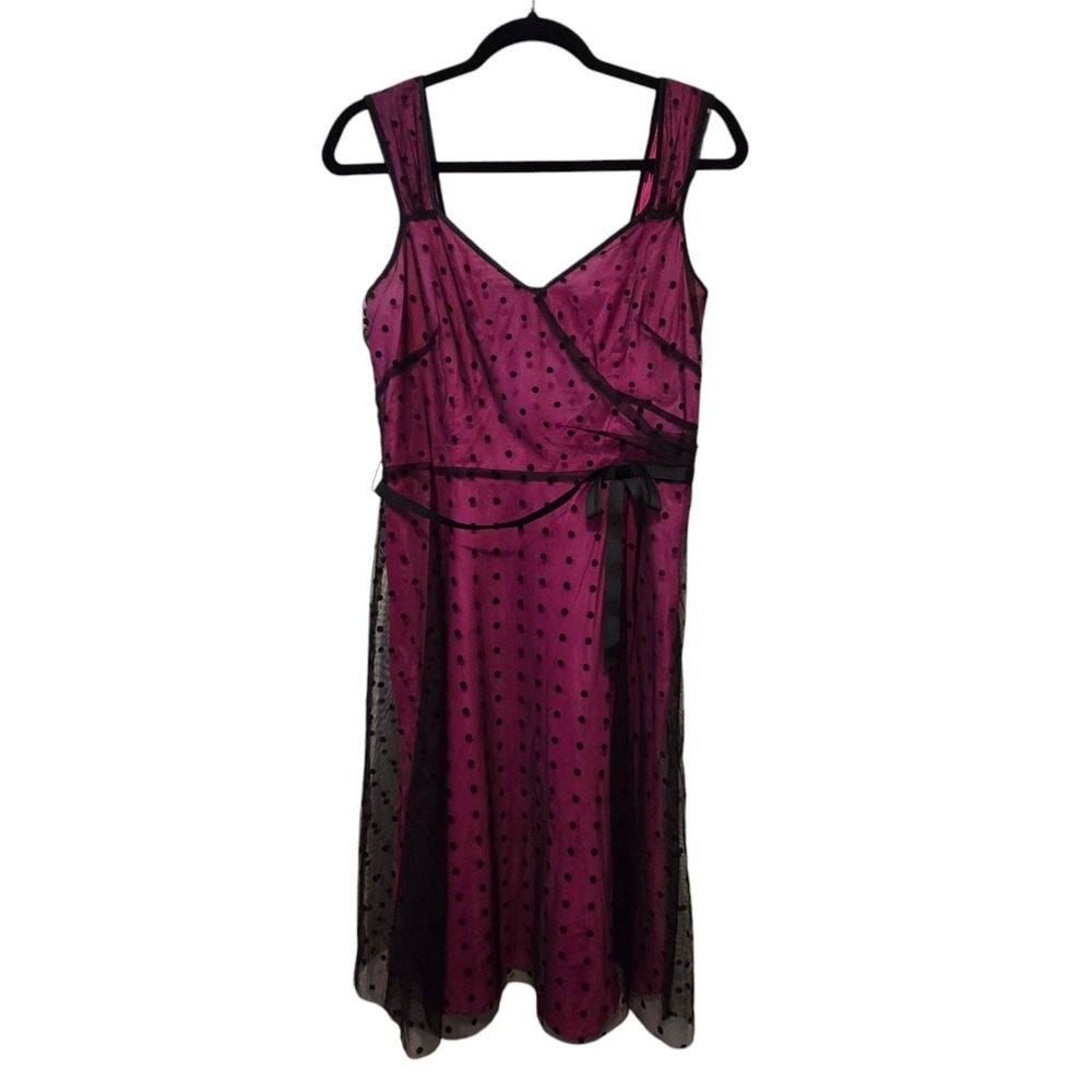 Vtg Jane Street 90s Tulle Baby Doll Dress Sz 6 Pink Black Polka Dot Whimsygoth